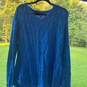 Style & Co. Blue V-Neck Sweater Cable Knit